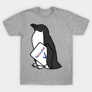 Cute Penguin with Vaccinated Sign T-Shirt